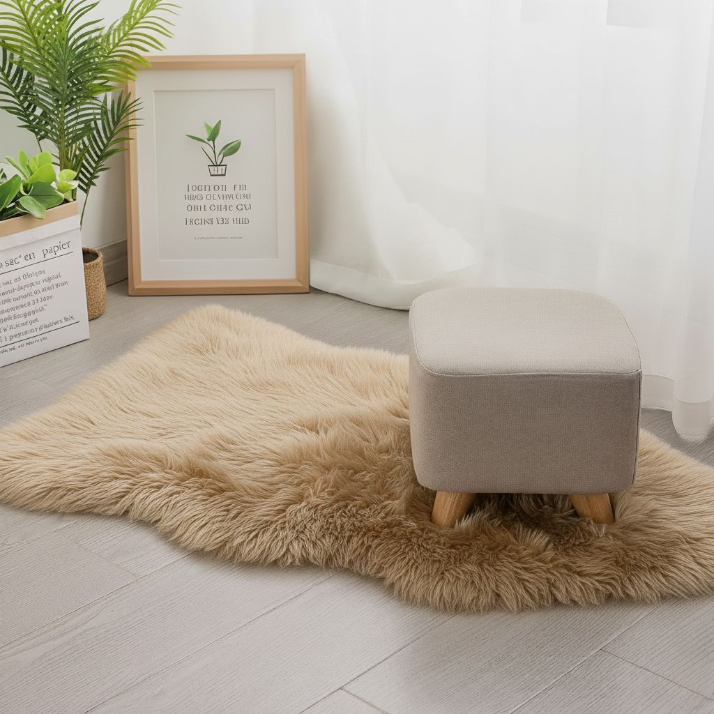 Champagne Sheepskin Throw Rug – Genuine New Zealand Lambskin, Plush 2x3 ft Pelt