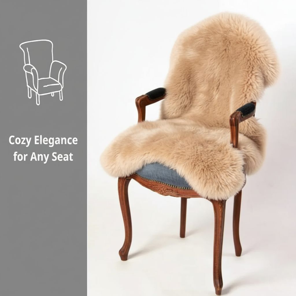 Champagne Sheepskin Throw Rug – Genuine New Zealand Lambskin, Plush 2x3 ft Pelt