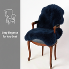 Fluffy Genuine Sheepskin Rug – Premium New Zealand Single Pelt Wool Throw (Navy,2x3 ft)