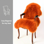 Natural Orange Sheepskin Rug – Soft New Zealand Lambskin Fur Fluffy Area Rug for Bedroom and Living Room, (Single Pelt 2x3ft)