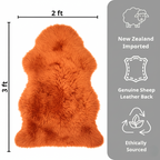 Natural Orange Sheepskin Rug – Soft New Zealand Lambskin Fur Fluffy Area Rug for Bedroom and Living Room, (Single Pelt 2x3ft)