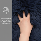 Fluffy Genuine Sheepskin Rug – Premium New Zealand Single Pelt Wool Throw (Navy,2x3 ft)