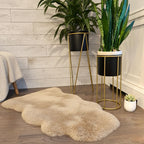 Champagne Sheepskin Throw Rug – Genuine New Zealand Lambskin, Plush 2x3 ft Pelt