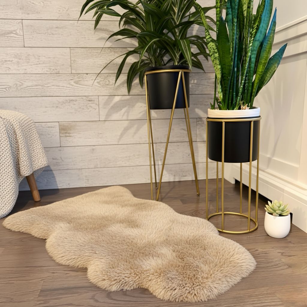 Champagne Sheepskin Throw Rug – Genuine New Zealand Lambskin, Plush 2x3 ft Pelt