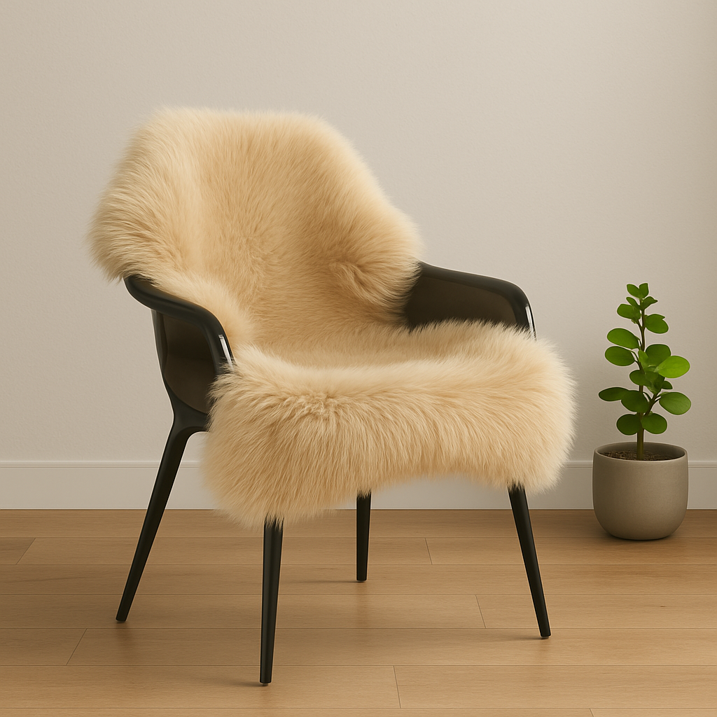Champagne Sheepskin Throw Rug – Genuine New Zealand Lambskin, Plush 2x3 ft Pelt