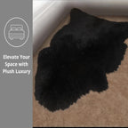 Black Sheepskin Rug – Genuine New Zealand Single Pelt, Natural Thick Pile Throw (2x3 ft)
