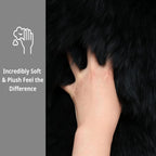 Black Sheepskin Rug – Genuine New Zealand Single Pelt, Natural Thick Pile Throw (2x3 ft)