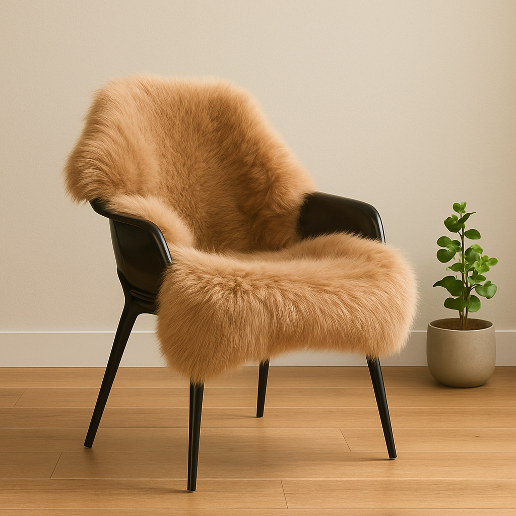 Genuine Light Brown Sheepskin Rug – New Zealand Single Pelt Throw, Thick Pile 2x3 ft