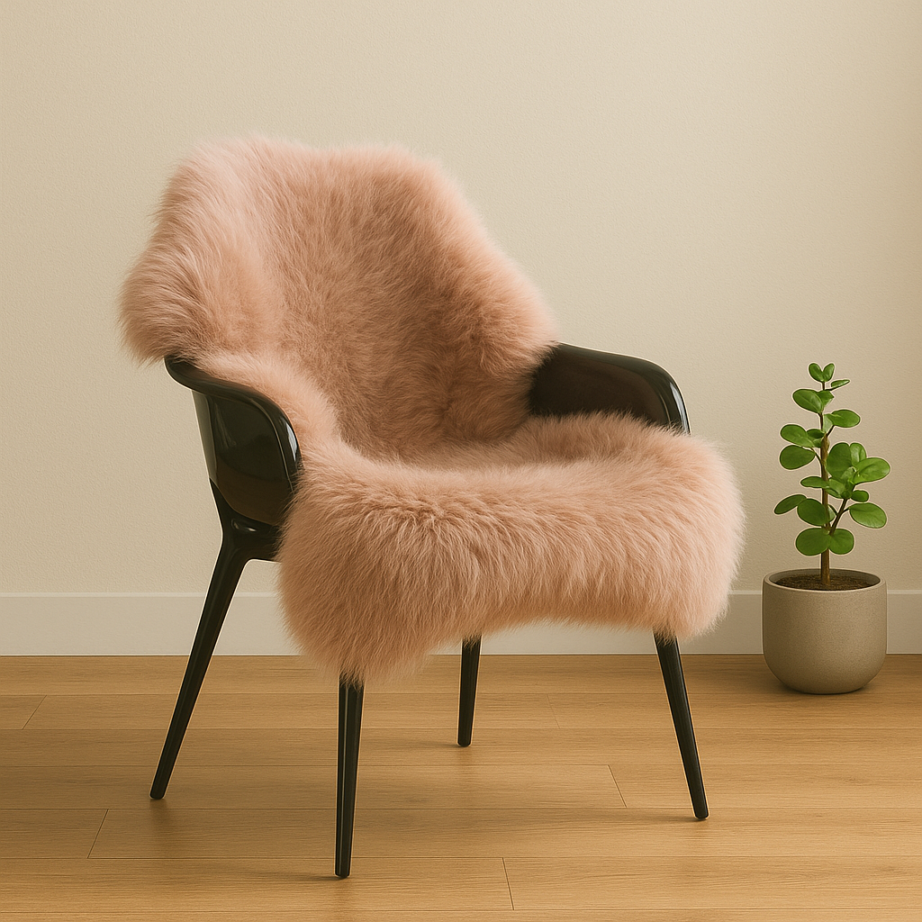 New Zealand Sheepskin Rug – Soft Thick Pile Wool Carpet, Single Pelt (Dirty Pink,2x3 ft)