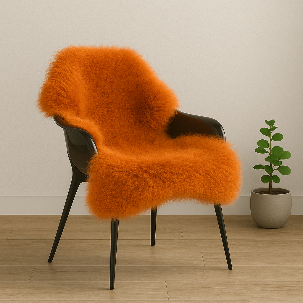 Natural Orange Sheepskin Rug – Soft New Zealand Lambskin Fur Fluffy Area Rug for Bedroom and Living Room, (Single Pelt 2x3ft)