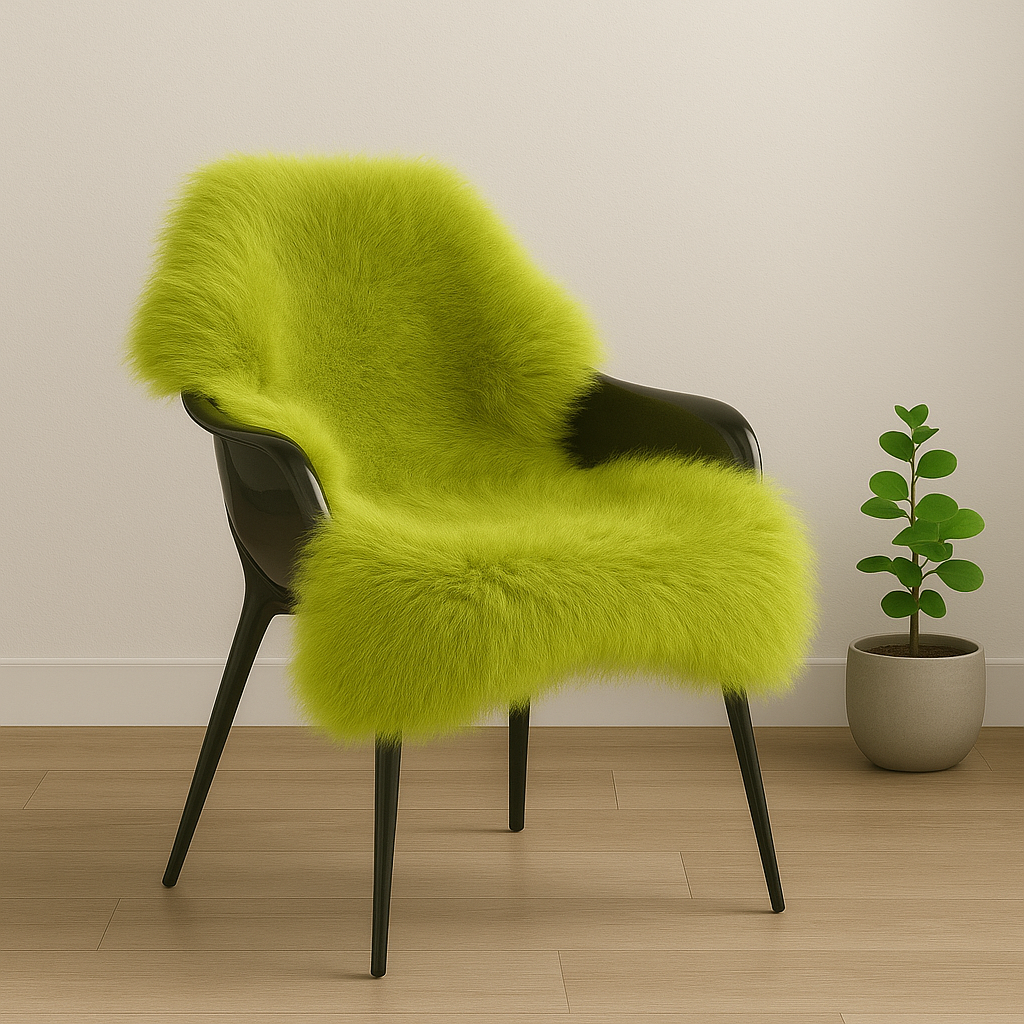 Genuine Sheepskin Area Rug-Fur Rug for Living Room Kids Bedroom Real Sheepskin Throw Rugs Sofa Mat Chair Seat Covers (Pea Green, 2x3 ft)