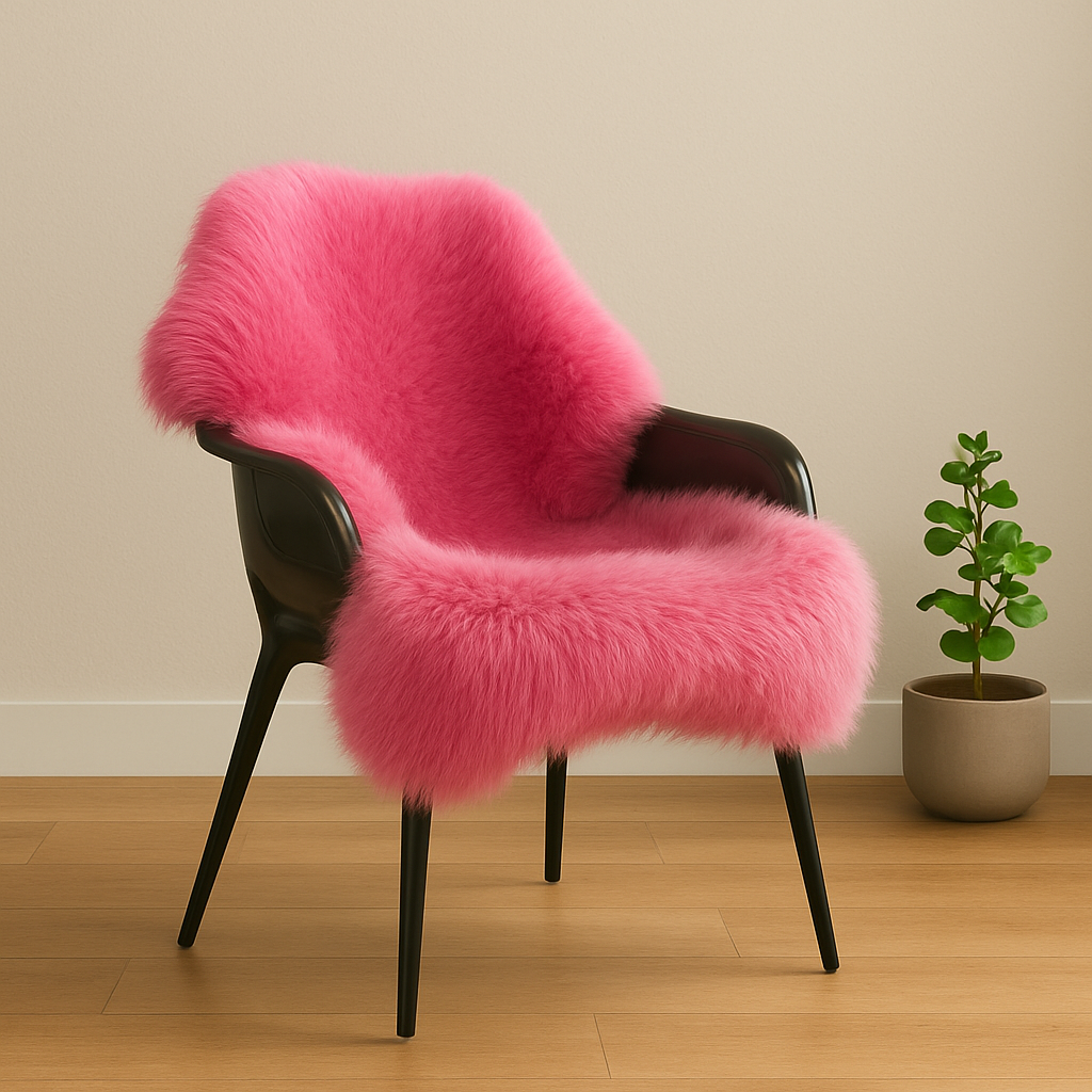 Real Pink Sheepskin Rug – Premium New Zealand Single Pelt Wool Throw 2x3 ft