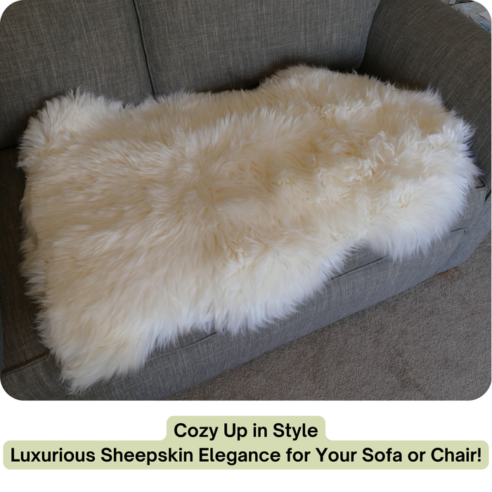 Sheepskin Rug, Genuine New Zealand Natural Thick Pile Single Pelt Sheep Skin Throw 2x3 ft