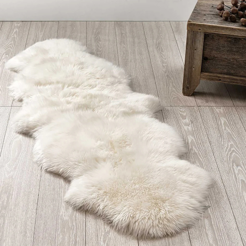 Sheepskin Rug, Genuine New Zealand Natural Thick Pile Double Pelt Sheep Skin Rug 2x6 ft