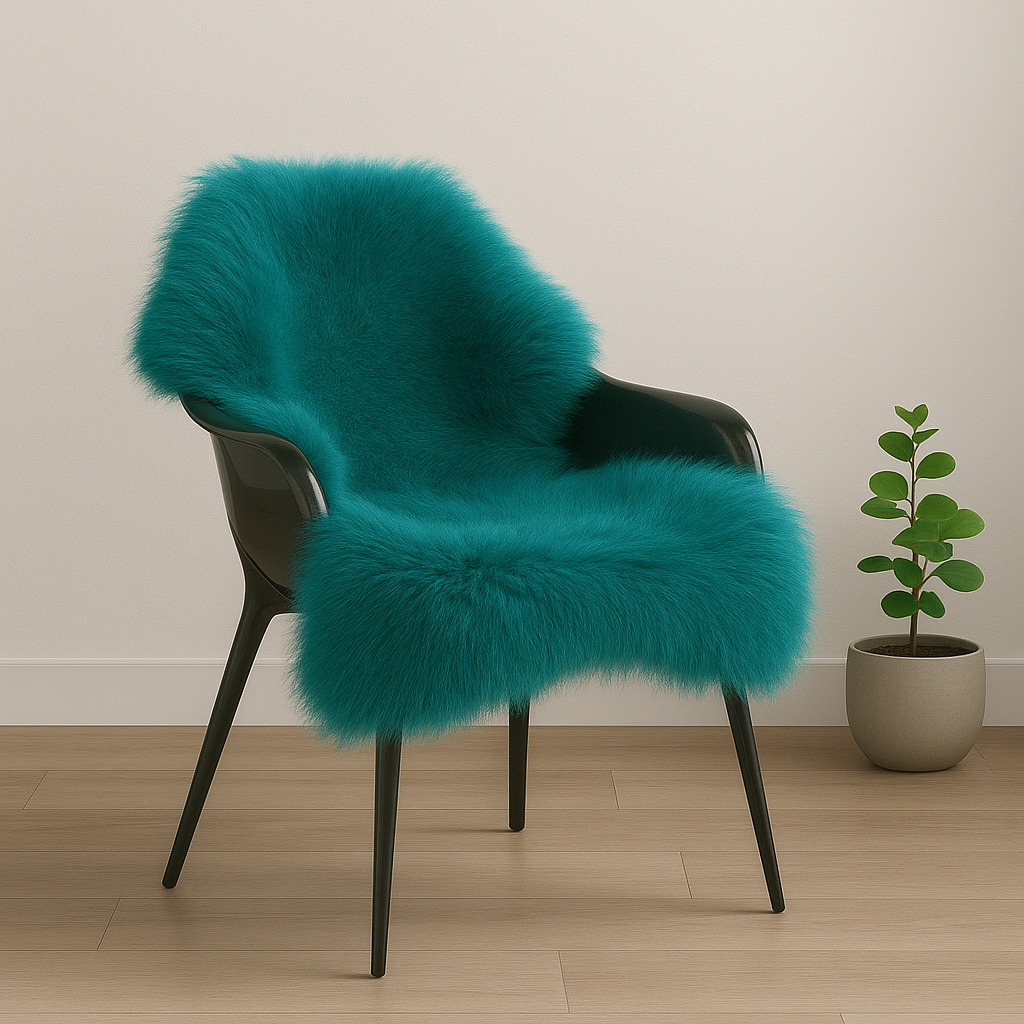 Real Sheepskin Rug for Bedroom, Livingroom, Sofa or Chair (Teal, 2x3 ft)
